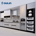 wooden apartment economical invisible handle kitchen cabinet